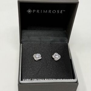 Primrose Sterling Silver Cubic Zirconia Love Knot Stud Earrings E3866CZBXKHL